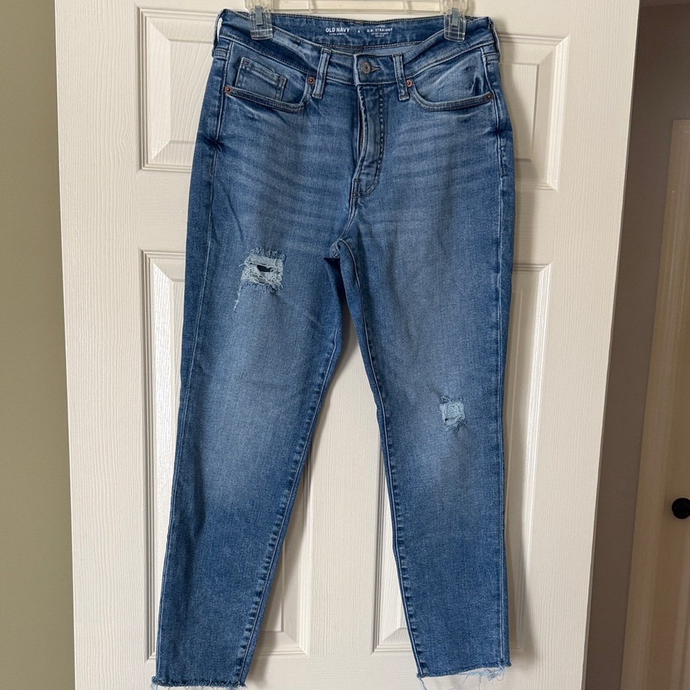 Old Navy Blue Distressed Ankle Jeans